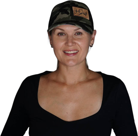 Alaska Hat, Low Profile, Ponytail, Snapback Hat, Camo, Black, Mens Hat, Womens Hat, Woman In Hat Picture