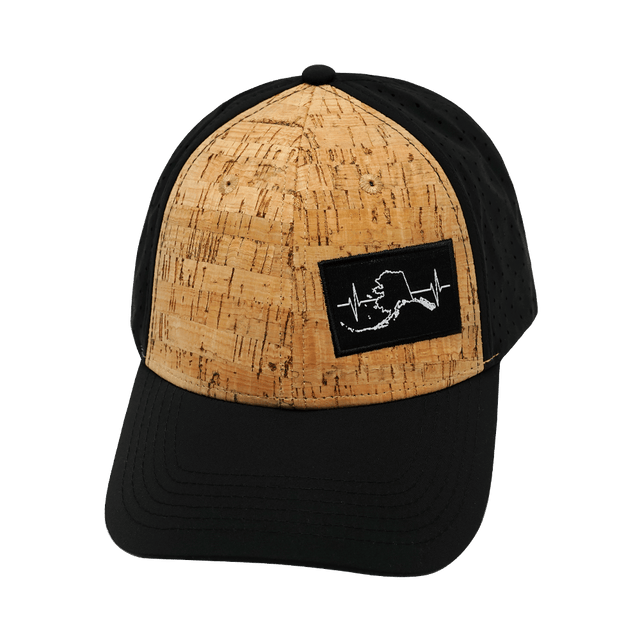 Alaska Hat, Low Profile, Ponytail, Snapback Hat, Cork, Black, Mens Hat, Womens Hat, Front Picture
