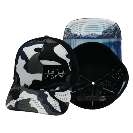 Alaska Hat, Trucker Hat, Snapback Hat, Camo, White, Blue, Gray, Black, Mens Hat, Womens Hat, Main Picture