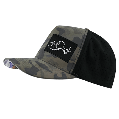 Alaska Hat, Trucker Hat, Snapback Hat, Soft Charcoal Camo, Black, Mens Hat, Womens Hat, Side Picture