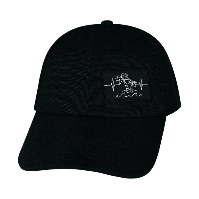 Beach Hat, Dad Hat, Snapback, Black Hemp, Black, Mens Hat, Womens Hat, Front Picture