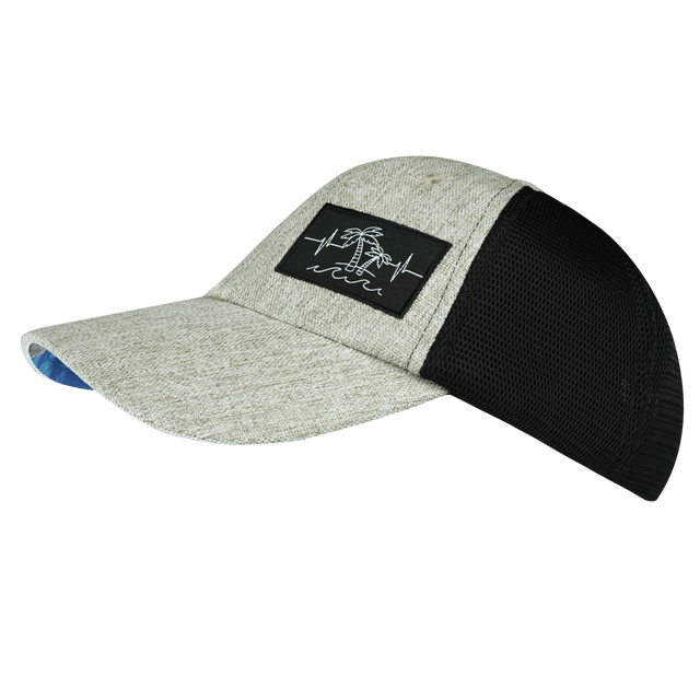Beach Hat, Dad Hat, Snapback, Gray Tan Hemp, Black, Mens Hat, Womens Hat, Side Picture