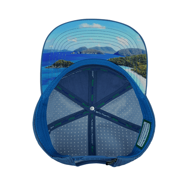 Beach Hat, Flat Bill, Snapback Hat, Mint, White, Mens Hat, Womens Hat, Cork, Blue, White, Underbill Picture