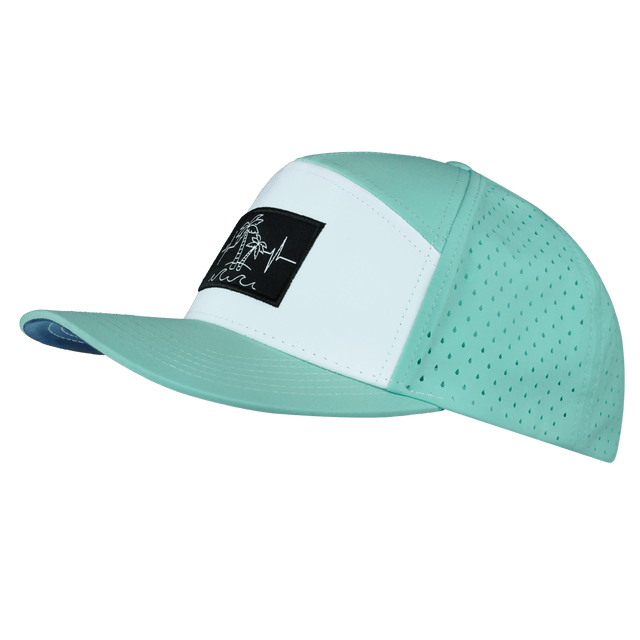 Beach Hat, Flat Bill, Snapback Hat, Mint, White, Mens Hat, Womens Hat, Side Picture