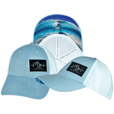 Beach Hat, Low Profile, Ponytail, Snapback Hat, Light Blue, White, Mens Hat, Womens Hat, Main Picture
