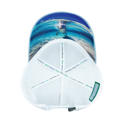 Beach Hat, Low Profile, Ponytail, Snapback Hat, Light Blue, White, Mens Hat, Womens Hat, Underbill Picture