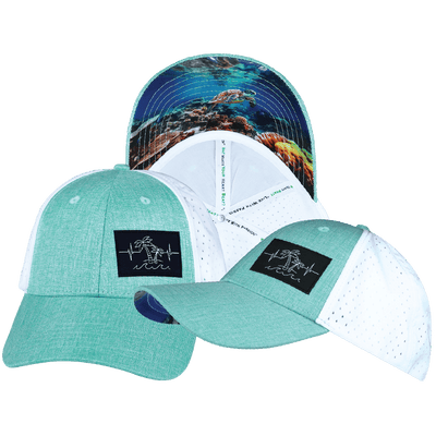 Beach Hat, Low Profile, Ponytail, Snapback Hat, Teal, White, Mens Hat, Womens Hat, Main Picture