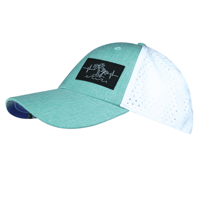 Beach Hat, Low Profile, Ponytail, Snapback Hat, Teal, White, Mens Hat, Womens Hat, Side Picture
