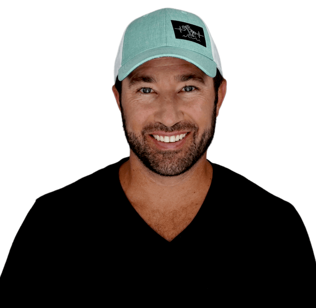 Beach Hat, Low Profile, Ponytail, Snapback Hat, Teal, White, Mens Hat, Womens Hat, Man in Hat Picture