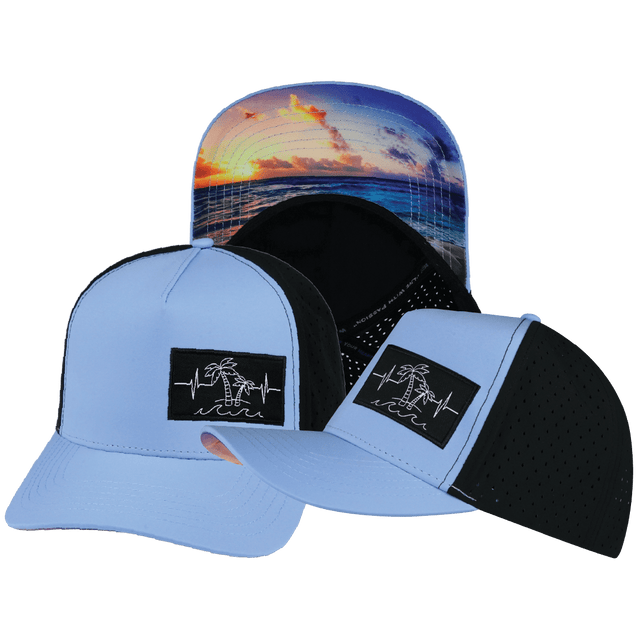 Beach Hat, Trucker Hat, Snapback Hat, Light Blue, Black, Mens Hat, Womens Hat, Main Picture