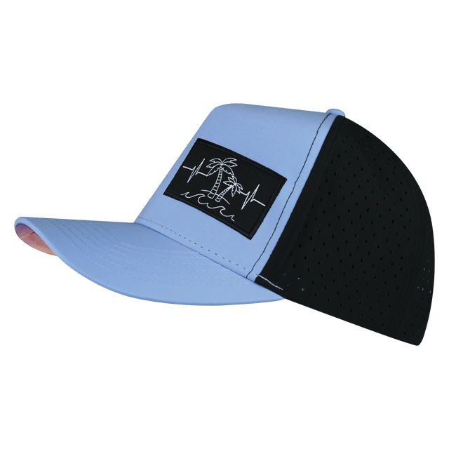 Beach Hat, Trucker Hat, Snapback Hat, Light Blue, Black, Mens Hat, Womens Hat, Side Picture