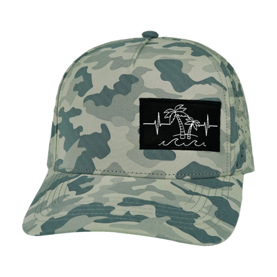 Beach Hat, Trucker Hat, Snapback Hat, Soft Gray Camo, Mens Hat, Womens Hat, Front Picture