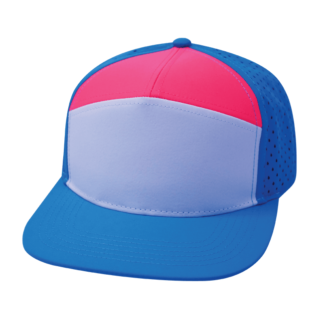 Blank - 7 Panel - Neon Blue / White / Neon Peach (Unisex) - Laser Mesh