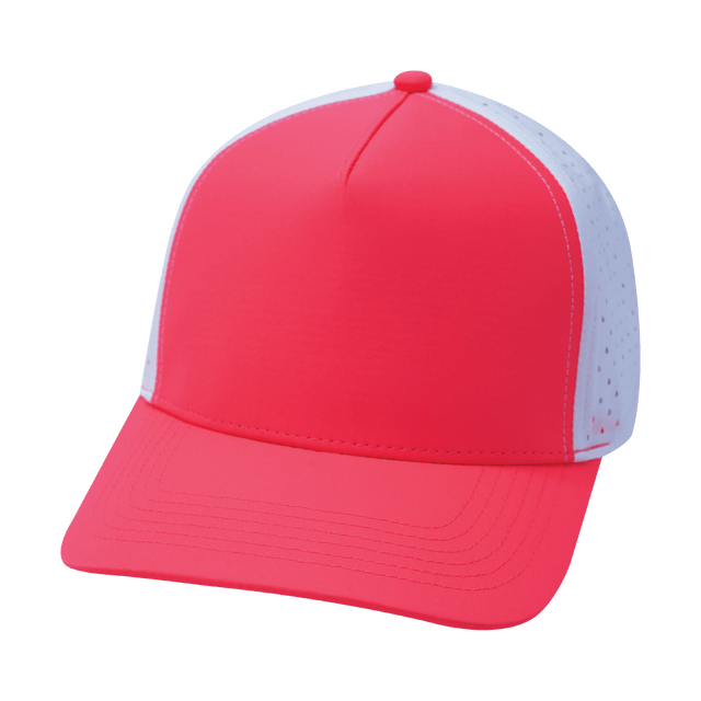 Blank - 5 Panel - Structured - Neon Peach / White (Unisex) - Laser Mesh