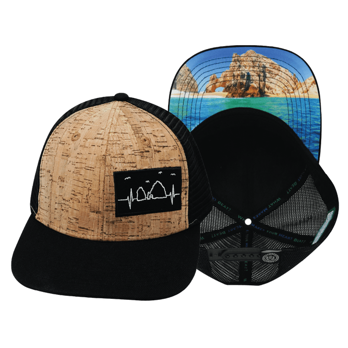 Cabo Hat — Baseball Hat Fit, Cork, Black, Trucker Mesh