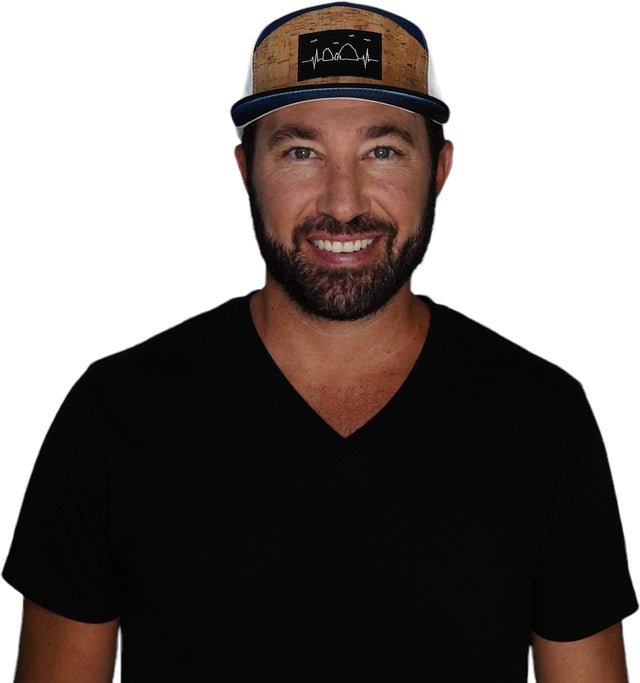 Cabo Hat, Flat Bill, Snapback Hat, Cork, Black, Navy, White, Mens Hat, Womens Hat, Man in Hat Picture