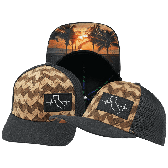 California Hat, Baseball Hat, Snapback Hat, Cork, Charcoal Gray, Mens Hat, Womens Hat, Main Picture