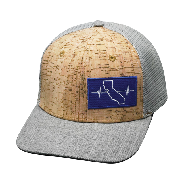 California Hat, Baseball Hat, Snapback Hat, Cork, Heather Gray, Gray, Mens Hat, Womens Hat, Front Picture