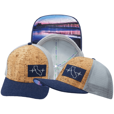 California Hat — Baseball Hat Fit, Cork, Navy / Gray, Trucker Mesh