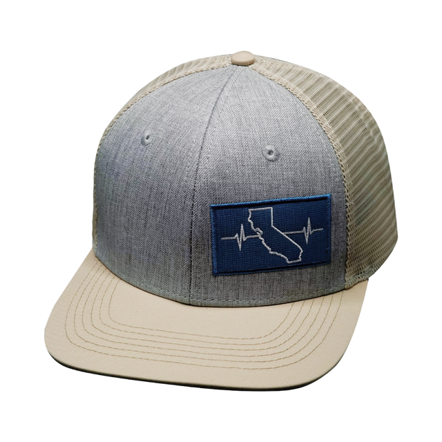 California Hat, Baseball Hat, Snapback Hat, Cream, Gray, Mens Hat, Womens Hat, Front Picture