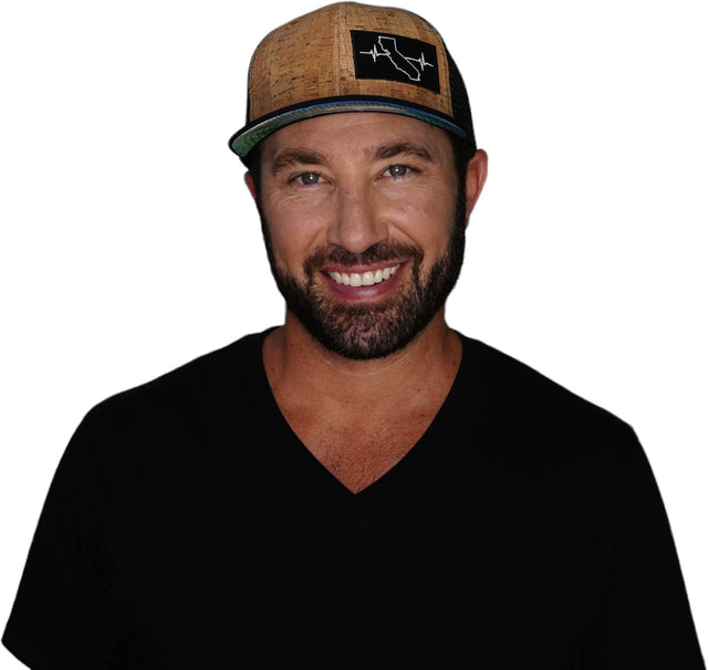 California Hat, Baseball Hat, Snapback Hat, Cork, Black, Mens Hat, Womens Hat, Man in Hat Picture