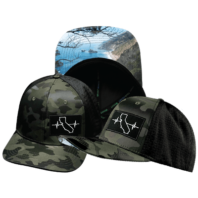 California Hat, Baseball Hat, Snapback Hat, Green Camo, Black, Mens Hat, Womens Hat, Main Picture