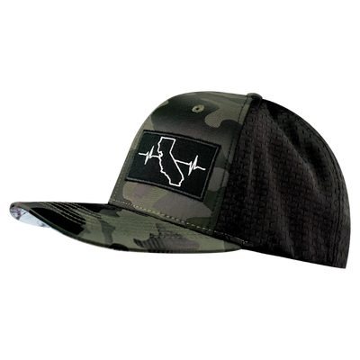 California Hat, Baseball Hat, Snapback Hat, Green Camo, Black, Mens Hat, Womens Hat, Side Picture