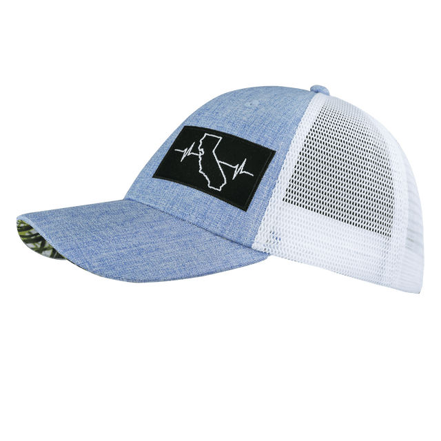 California Hat, Low Profile, Snapback Hat, Blue, White, Mens Hat, Womens Hat, Side Picture