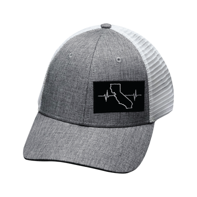 California Hat, Low Profile, Snapback Hat, Heather Gray, White, Mens Hat, Womens Hat, Front Picture