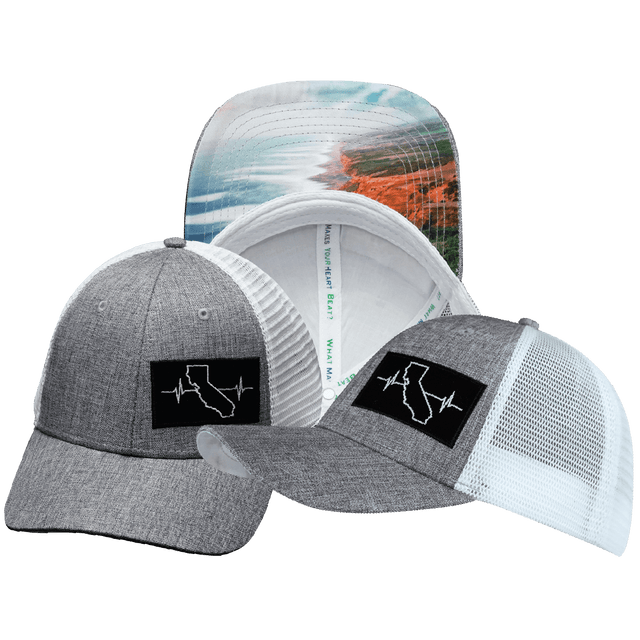 California Hat, Low Profile, Snapback Hat, Heather Gray, White, Mens Hat, Womens Hat, Main Picture