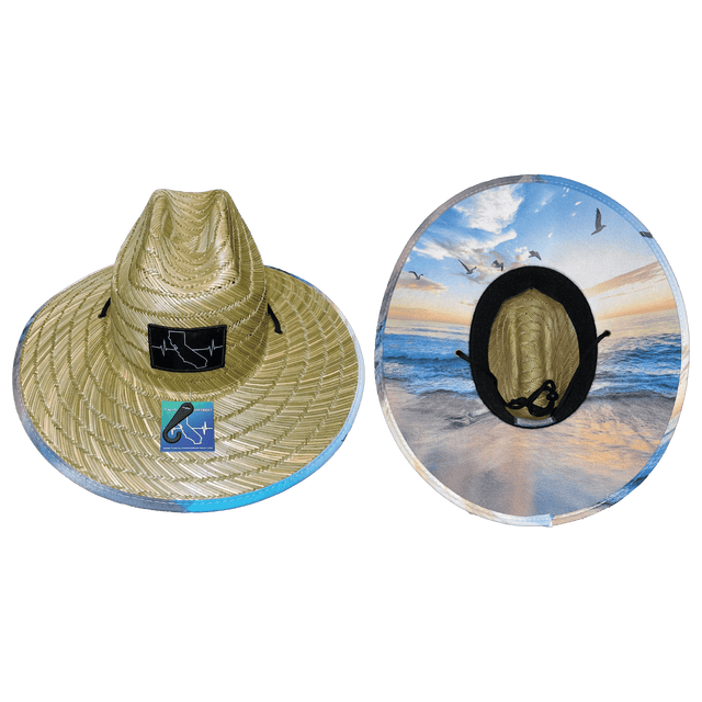 California Straw, Sun Hat, Seaguls, Mens Straw Hat, Womens Straw Hat, Main Picture