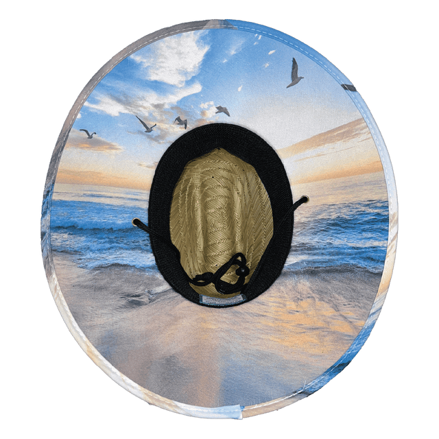 California Straw, Sun Hat, Seaguls, Mens Straw Hat, Womens Straw Hat, Underbill