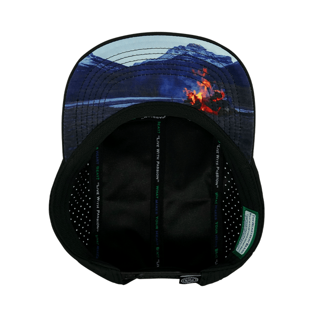 Camping Hat, 5 Panel Hat, Snapback, Black, Green Camo, Mens Hat, Womens Hat, Underbill Picture