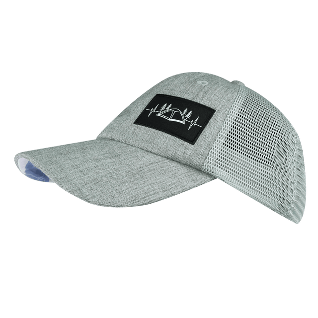 Camping Hat, Dad Hat, Snapback, Heather Gray, Gray, Mens Hat, Womens Hat, Side Picture