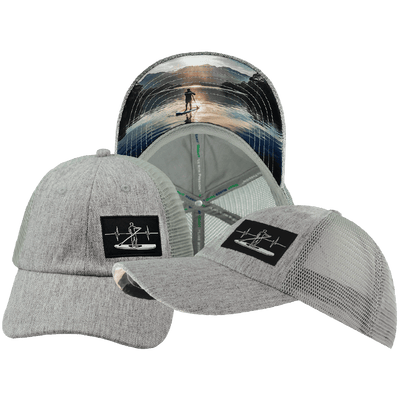 Paddle Board Hat — Dad Hat, Gray Hemp / Gray, Soft Trucker Mesh