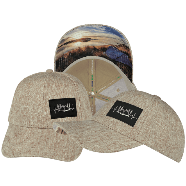 Camping Hat, Low Profile, Snapback Hat, Tan Hemp, Mens Hat, Womens Hat, Main Picture