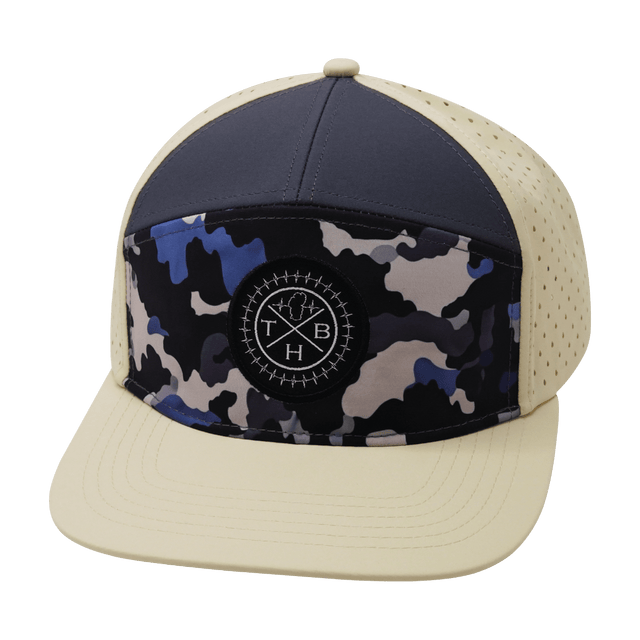 Color Vibes Hat, Flat Bill, Snapback Hat, Dusk Camo, Cream, Charcoal, Mens Hat, Womens Hat, Front Picture