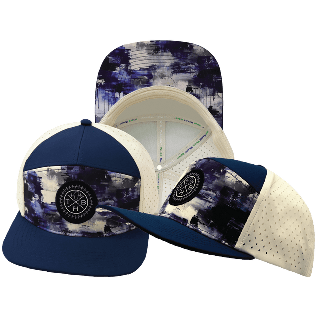 Color Vibes Hat, Flat Bill, Snapback Hat, Artist Flow, Navy, Cream, Mens Hat, Womens Hat, Main Picture