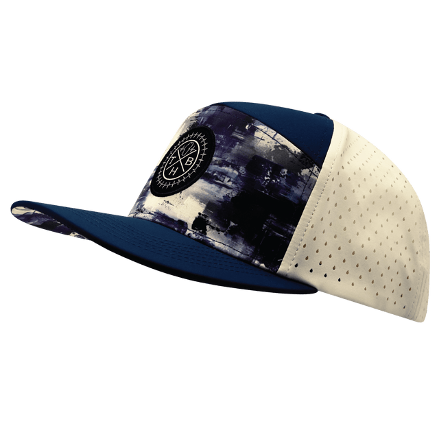 Color Vibes Hat, Flat Bill, Snapback Hat, Artist Flow, Navy, Cream, Mens Hat, Womens Hat, Side Picture