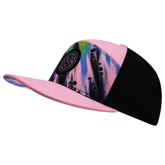 Color Vibes Hat, Flat Bill, Snapback Hat, Aurora, Pink. Black, Mens Hat, Womens Hat, Side Picture