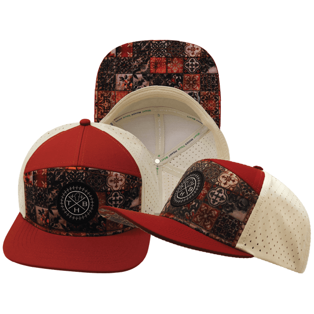 Color Vibes Hat, Flat Bill, Snapback Hat, Copper Stitch, Red Rock, Cream, Mens Hat, Womens Hat, Main Picture