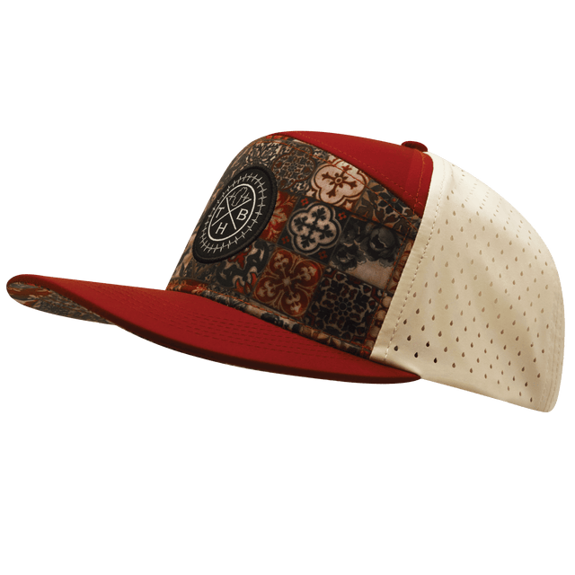 Color Vibes Hat, Flat Bill, Snapback Hat, Copper Stitch, Red Rock, Cream, Mens Hat, Womens Hat, Side Picture
