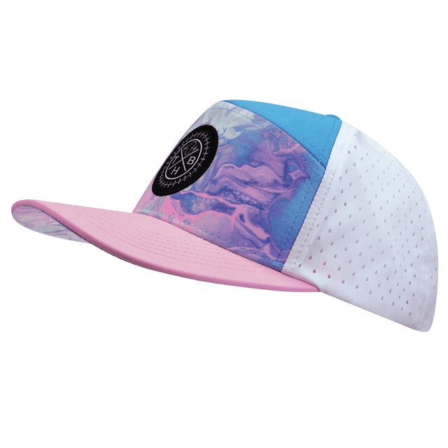 Color Vibes Hat, Flat Bill, Snapback Hat, Cotton Candy, Pink, Neon Blue, White, Mens Hat, Womens Hat, Side Picture
