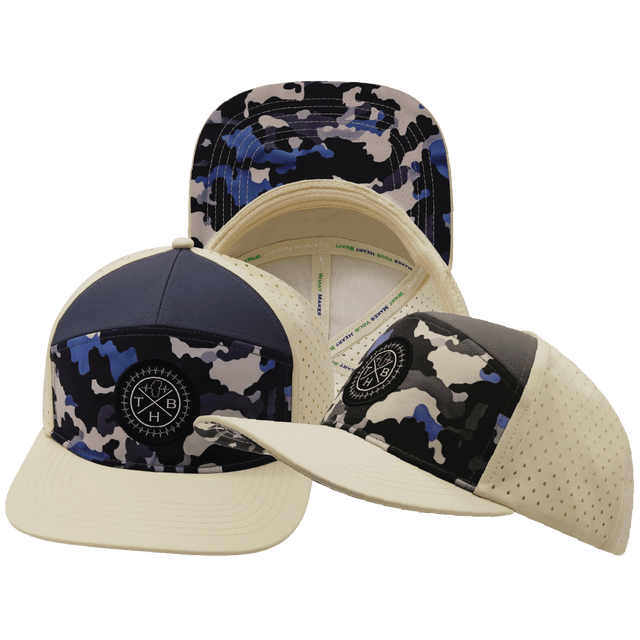 Color Vibes Hat, Flat Bill, Snapback Hat, Dusk Camo, Cream, Charcoal, Mens Hat, Womens Hat, Main Picture