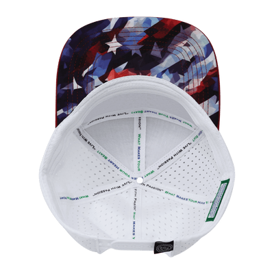 Color Vibes Hat, Flat Bill, Snapback Hat, Geo Flag, Red, Navy, White, Mens Hat, Womens Hat, Underbill Picture