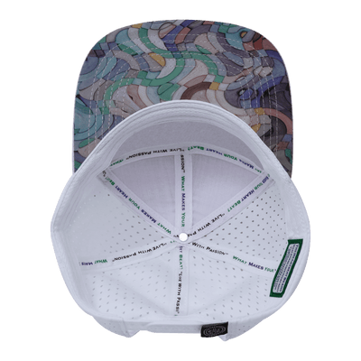 Color Vibes Hat, Flat Bill, Snapback Hat, Mosaic Curves, Light Pink, White, Mens Hat, Womens Hat, Underbill Picture