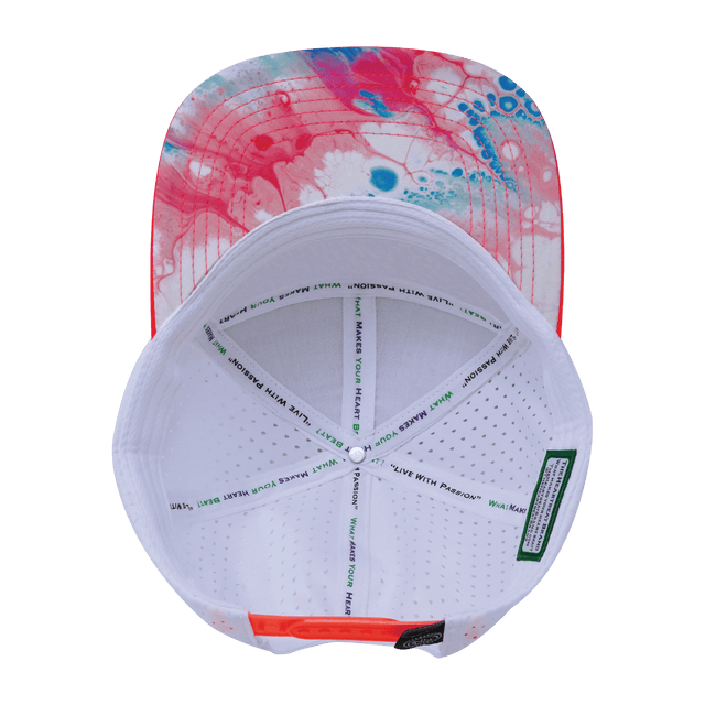 Color Vibes Hat, Flat Bill, Snapback Hat, Pixi Dust, Neon Peach, Neon Blue, White, Mens Hat, Womens Hat, Underbill Picture