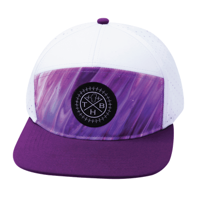 Color Vibes Hat, Flat Bill, Snapback Hat, Purple Glaze, Purple, White, Mens Hat, Womens Hat, Front Picture