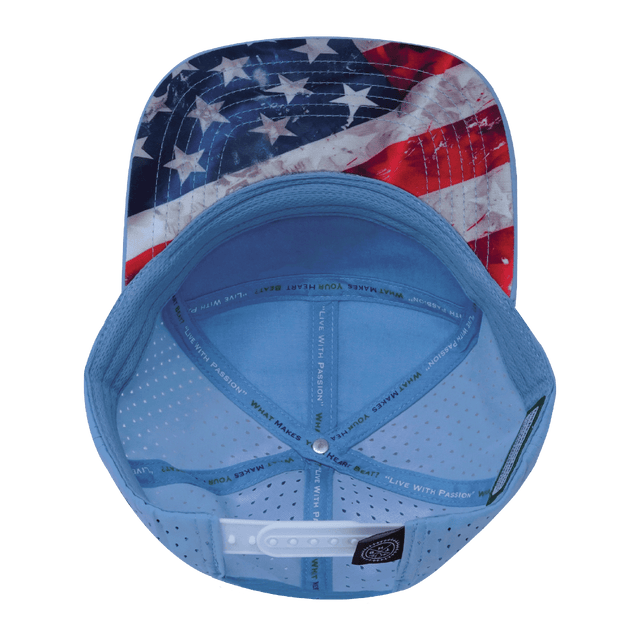 Color Vibes Hat, Flat Bill, Snapback Hat, Rugged Flag, Baby Blue, White, Mens Hat, Womens Hat, Underbill Picture