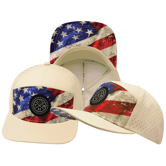 Color Vibes Hat, Flat Bill, Snapback Hat, Rugged Flag, Cream, Mens Hat, Womens Hat, Main Picture